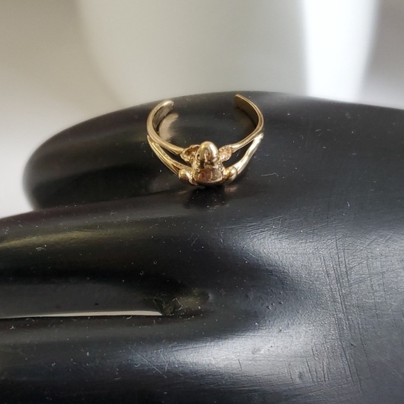 10K Gold Frog Mid Finger Ring or Toe Ring / Adjustable - Picture 2 of 8